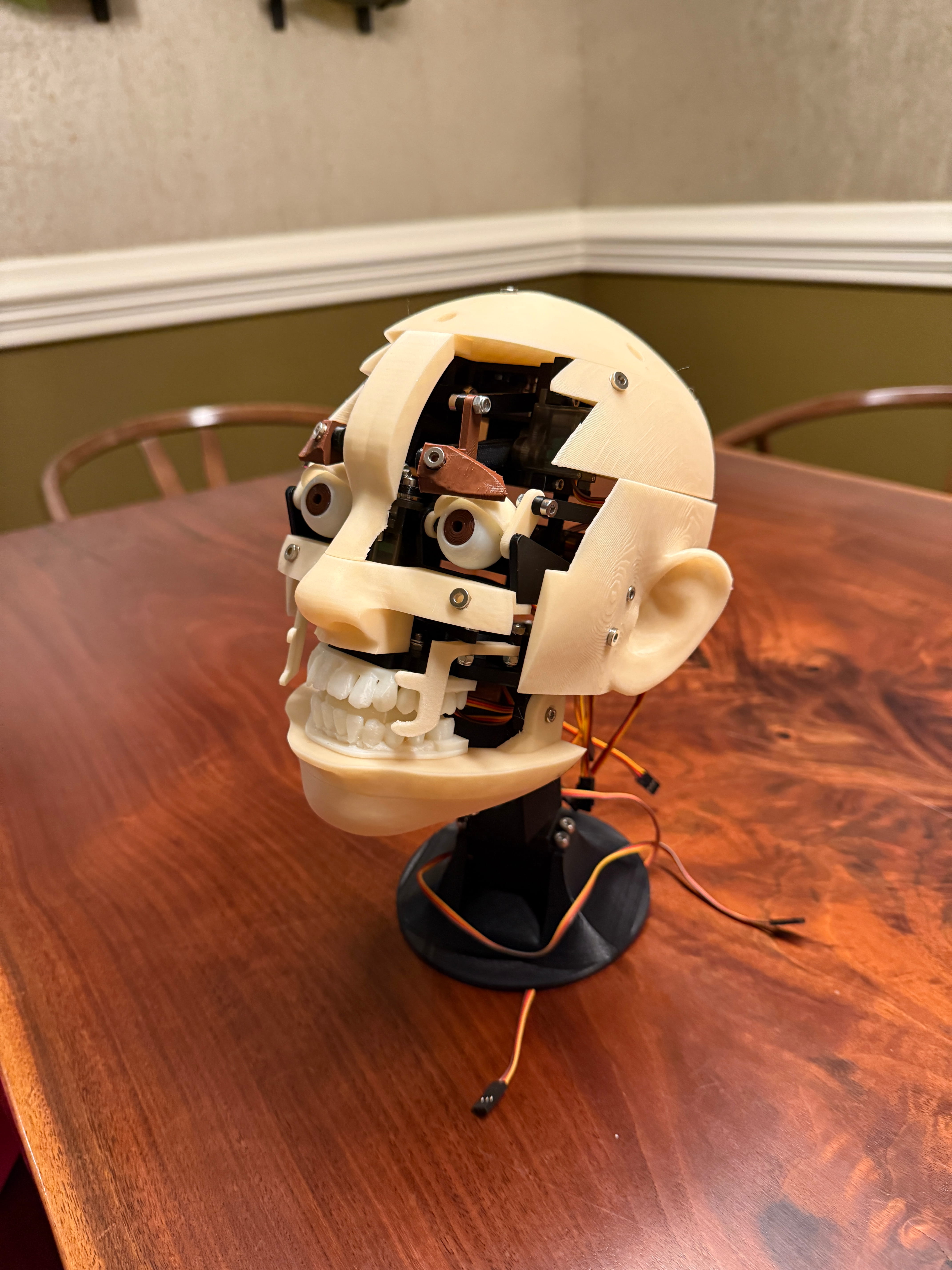 Three-quarter view of the assembled Animatronic Head V3